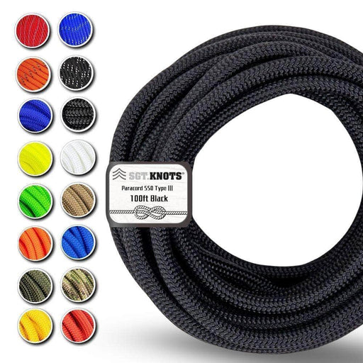 100 ft / Black / 5/32 in (4mm) SKPC-100ft-Black SGT KNOTS Paracord