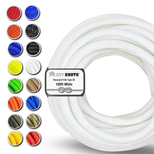 100 ft / White / 5/32 in (4mm) SKPC-100ft-White SGT KNOTS Paracord