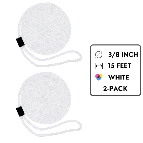 3/8 inch / 15 feet - 2 Pack / White SK-SBDL-38x15-White2Pack SGT KNOTS Dock Line
