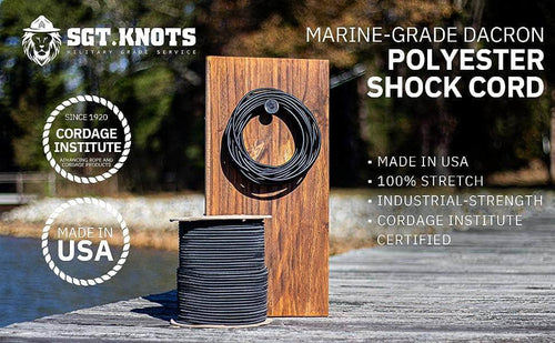 Sgt Knots Marine Grade Shock Cord - 100% Stretch, Dacron Polyester Bungee for DIY Projects, Tie Downs, Commercial Uses (1/8, 100ft, Black)