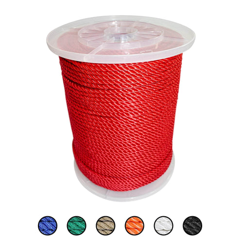 Red Polypropylene Rope, 3-Strand Twisted