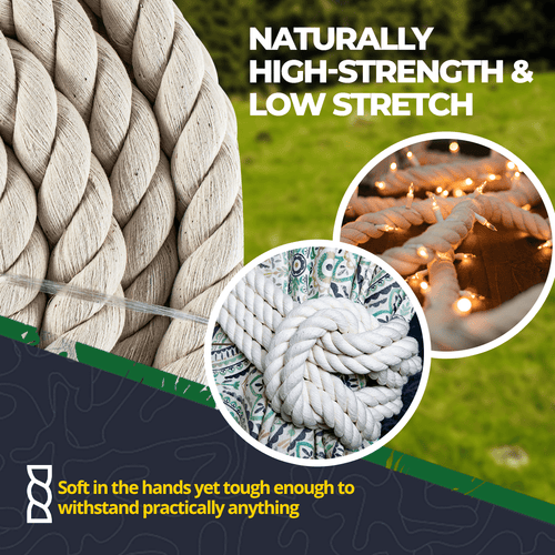 Faxco 10ft Natural Twisted Cotton Rope Strong Triple-Strand Rope for  Sports, Crafts, Indoor Outdoor Use Tug of War Rope