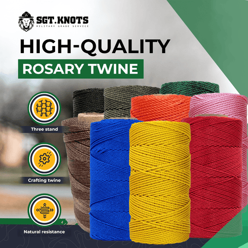  Rosary Twine (#9 or #36) - SGT KNOTS - 3 Strand Twisted Nylon  Crafting Twine Made for Rosaries - Easy to Work with, Soft, Even  Consistency, Holds Knots (Black, 36-486 feet) : Tools & Home Improvement