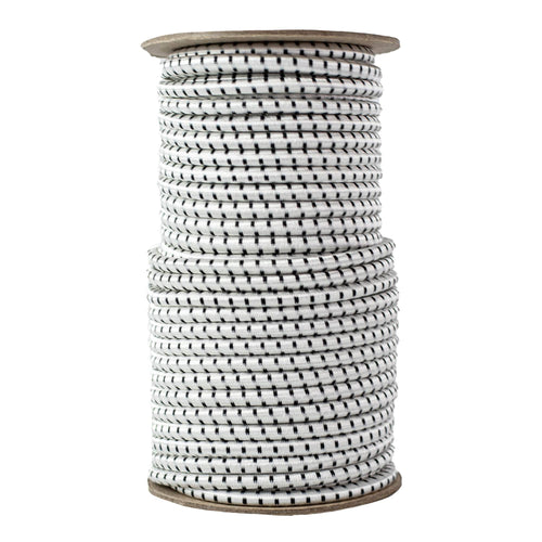 3/8 in / 100 ft - Coil / White w Black Tracer SKPPSC-38x100-WhiteBT SGT KNOTS Shock Cord