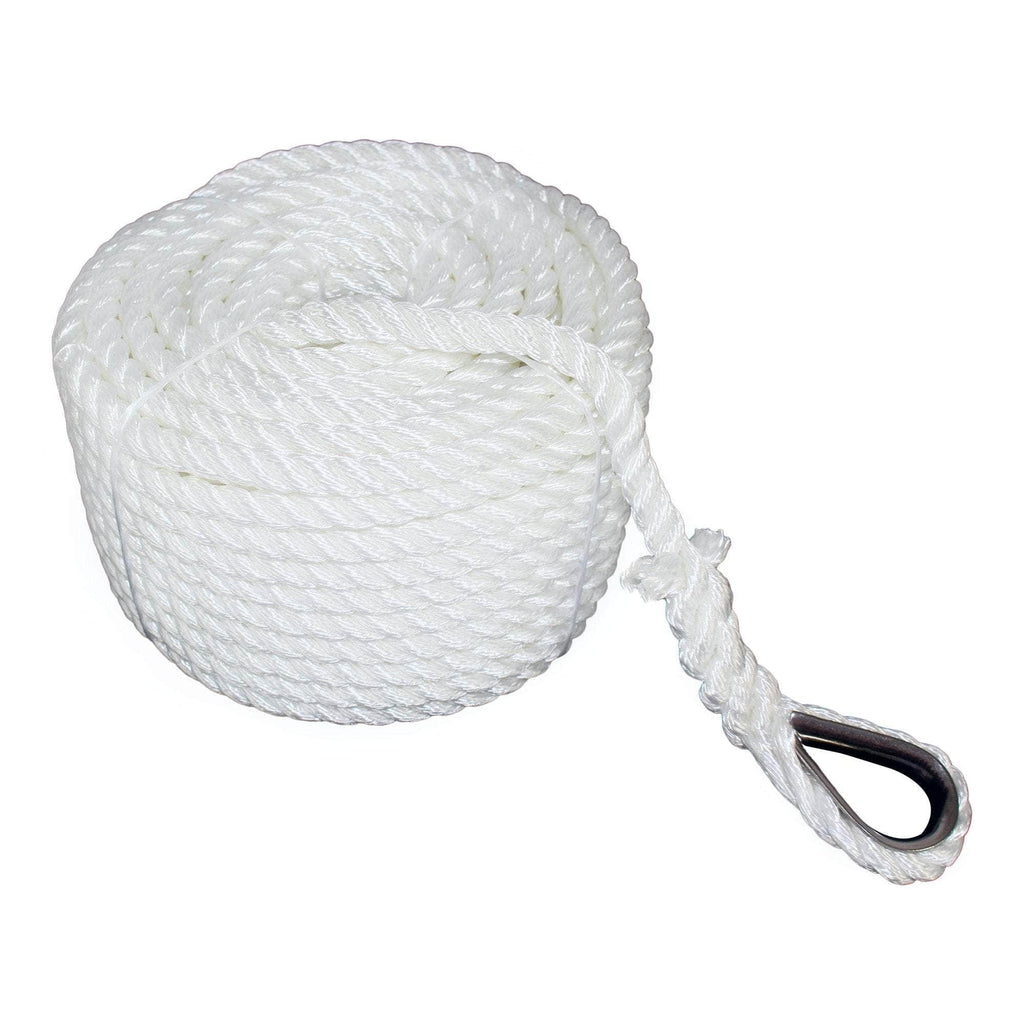 1/2x200FT Boat Anchor Line Rope 3 Strand Twisted White Rope With Thimble