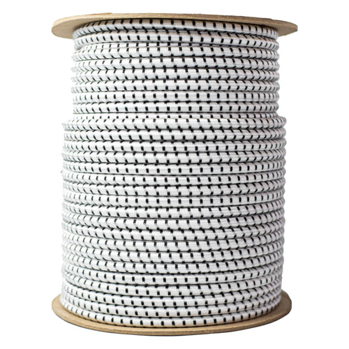 3/8 in / 500 ft - Spool / White w Black Tracer SKPPSC-38x500-WhiteBT SGT KNOTS Shock Cord