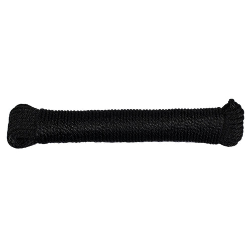 Solid Braid Nylon Rope (3/8 Inch, Black, 100 Feet)