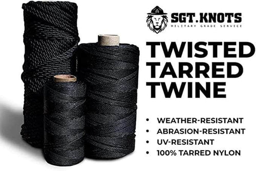 Tarred (Black) Nylon Twine, Twisted. Size #36, 1/4 lb 1-Pack