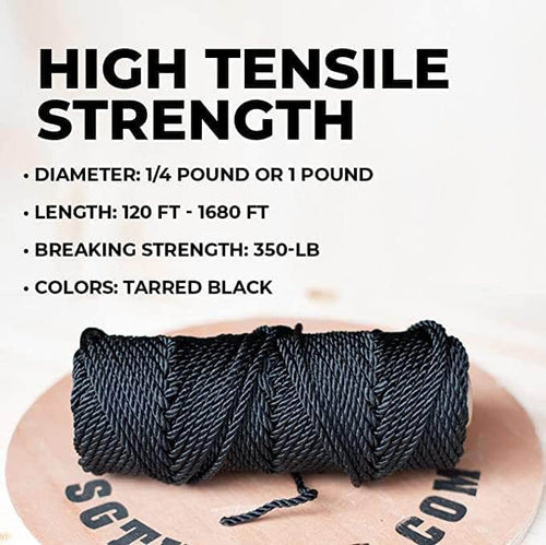  SGT KNOTS Tarred Twine - 100% Nylon Bank Line For