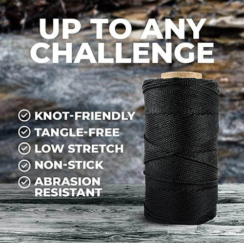 Texas Bushcraft Tarred Bank Line Twisted Twine - #36 Black Nylon String for  Fishing, Camping and Outdoor Survival – Strong, Weather Resistant Bankline