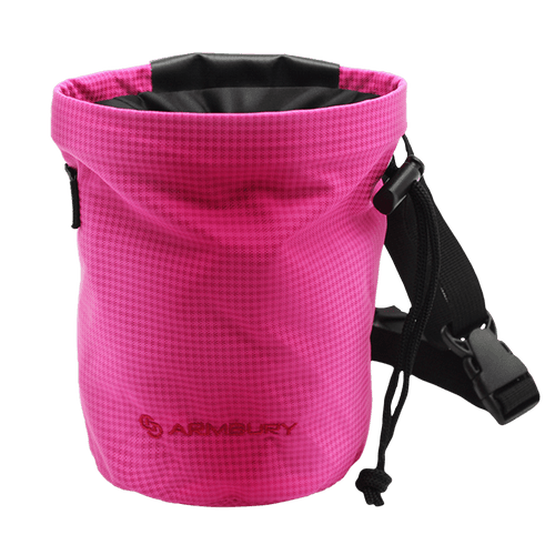 Chalk bags and bouldering buckets made from retired climbing ropes