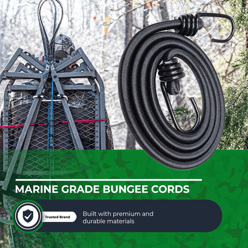 Sgt Knots 4 Pack Marine Bungee Cord with Hooks | Heavy Duty Bungee Shock Cords with Durable Metal Straps for Bikes, Tie Downs, Camping, Outdoor | Mult