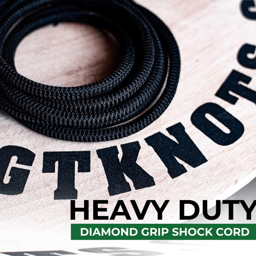 Sgt Knots Diamond Grip Black Bungee Cord - 100% Stretch Elastic Cord and Absorbent Bungee Shock Cord for Camping, Kayak Deck, Crafting (5/16 x 25ft)