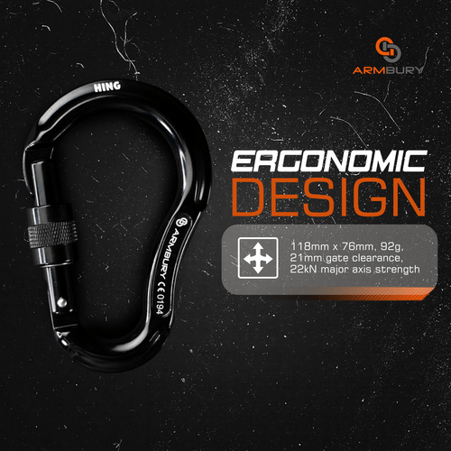 118mm x 76mm / Black / Hinge Screw ARM-Hinge-ScrewLock SGT KNOTS Climbing Gear