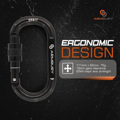 111mm x 62mm / Black / Orbit Screw ARM-Orbit-ScrewLock SGT KNOTS Climbing Gear