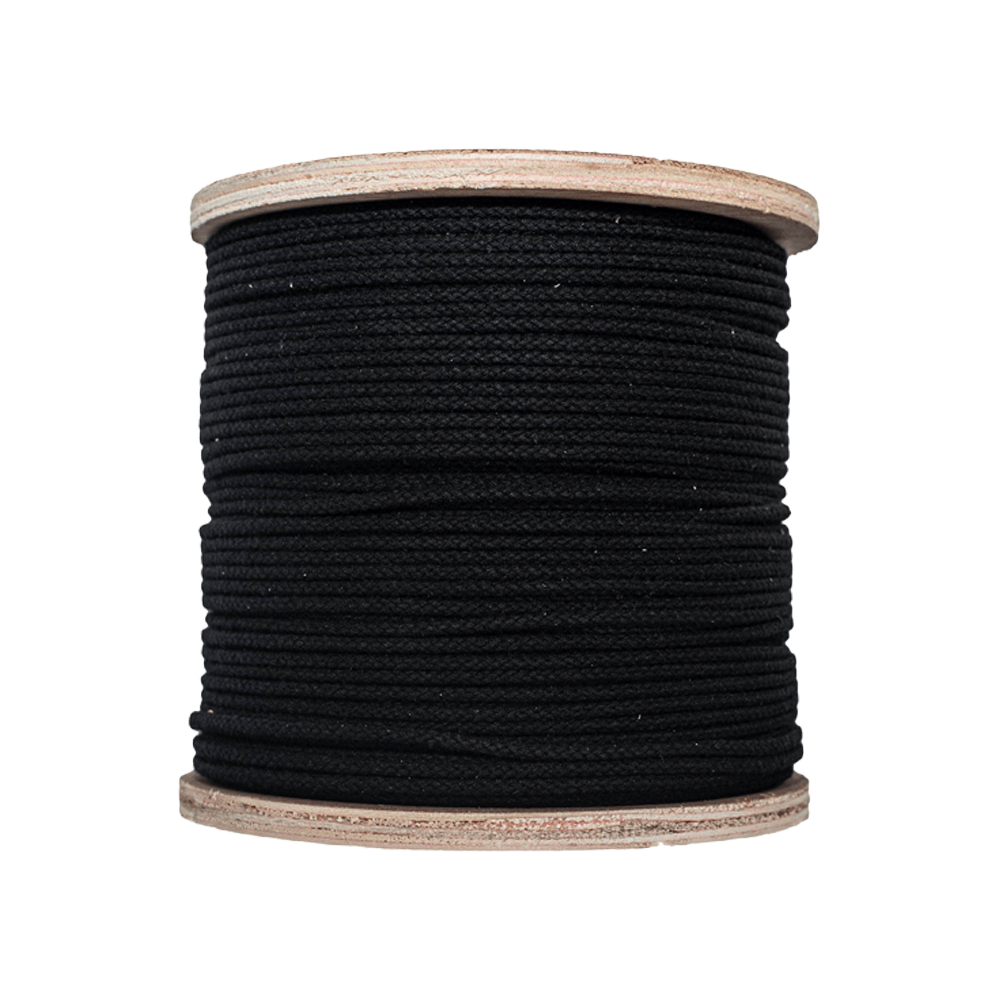 Sgt Knots Unglazed Cotton Tie Line - Multipurpose Polyester Core for Theatrical Projects, Decor & Commercial Uses (1/8 x 1000ft, Black)