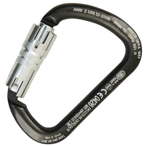 Large Locking 'D' Steel Carabiner - Black