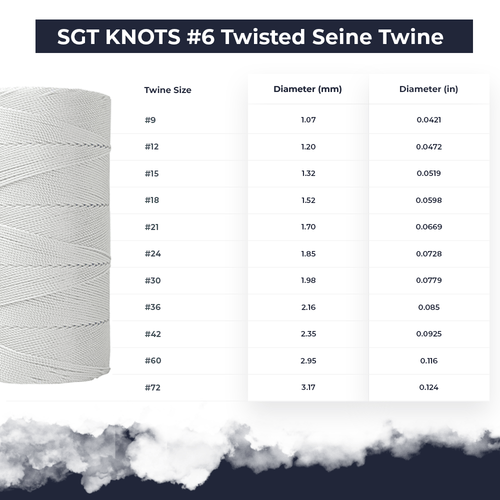  SGT KNOTS Tarred Twine - 100% Nylon Bank Line for Bushcraft,  Netting, Gear Bundles, Construction, Lacing Twisted Cord, Weatherproof