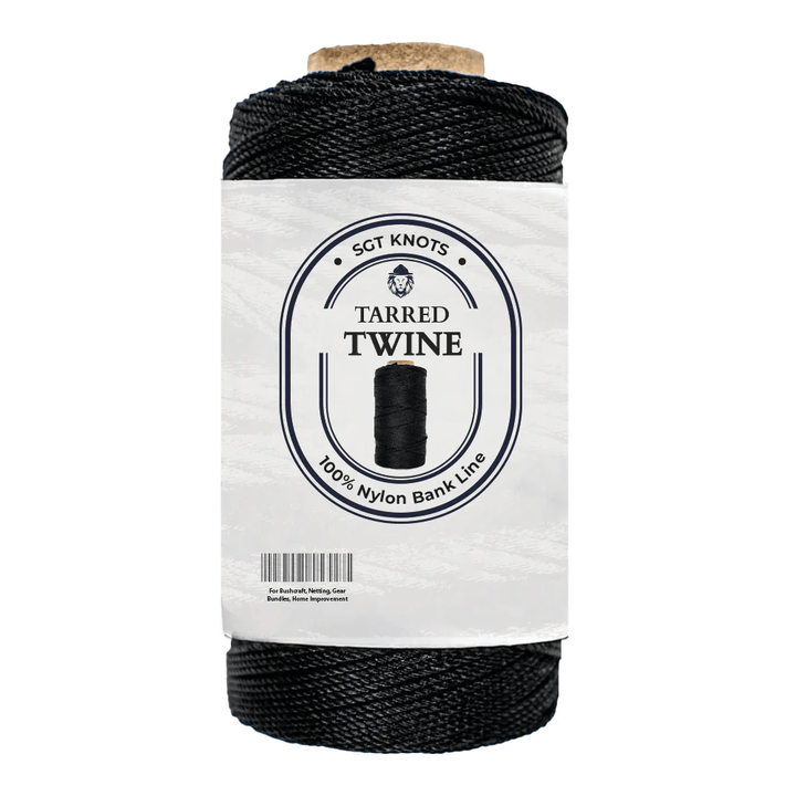 SGT KNOTS Tarred Twine - 100% Nylon Bank Line for Bushcraft, Netting, Gear Bundles, Home Improvement, Construction, Lacing Twisted Cord, Weatherproof