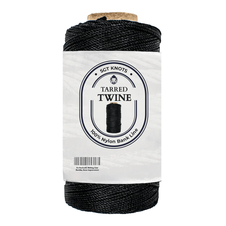 Tarred (Black) Nylon Twine, Braided. Size #60, 1 lb 6-Pack
