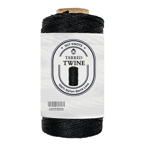Sgt Knots Tarred Twine - 100% Nylon Bank Line for Bushcraft Netting Gear Bundles Home Improvement Construction Lacing Twisted Cord Weatherproof | #60