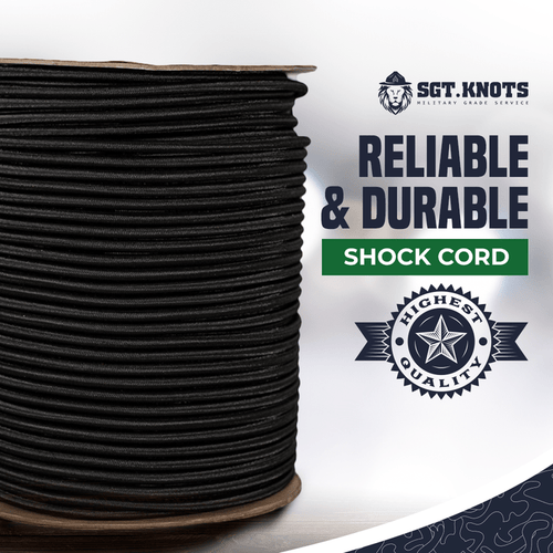 Sgt Knots Polypro Bungee Shock Cord - Lightweight Elastic Rope for Crafting, Industrial & DIY Projects (5/16 x 50ft Coil, White W BlackTracer)