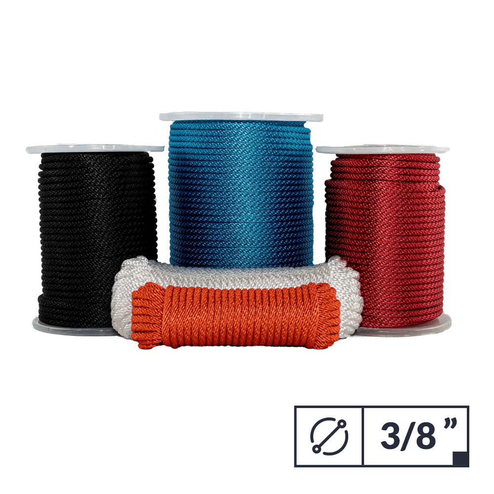 Nylon Rope 1/8 inch(3mm) Solid Braid,High Strength,UV Resistant,for  Commercial, Anchors, Crafts, Blocks, Pulleys, Towing, Cargo,  Tie-Downs,Wheel 