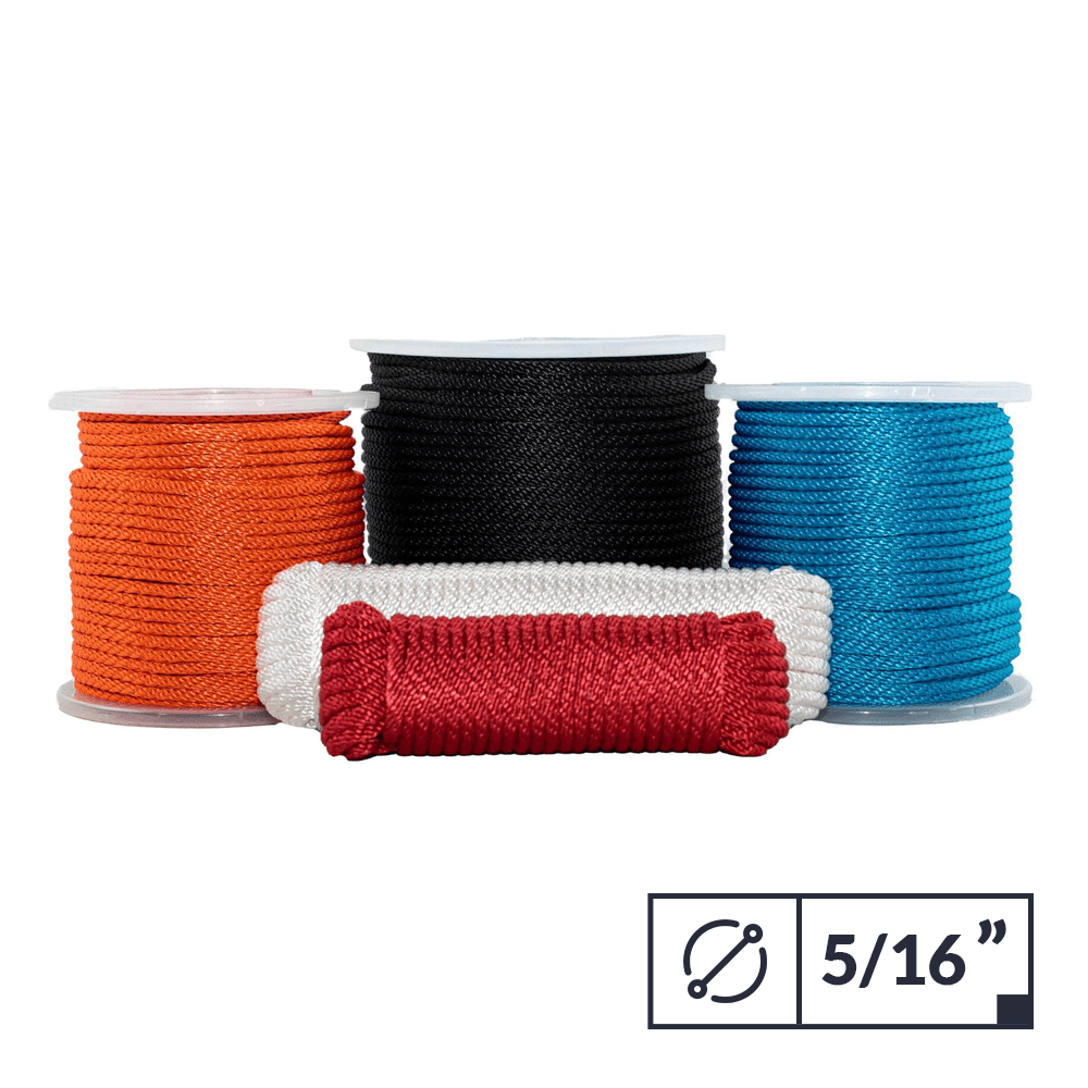 100 Ft 5/16 Inch Nylon Rope, Solid Braided Twisted Polyester Cord - High UV  and Abrasion Resistance Industrial Grade Line for Garden, Patio, Camping 